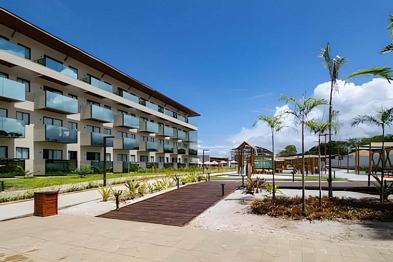 Apto Pé na Areia em Resort com Piscina Privativa